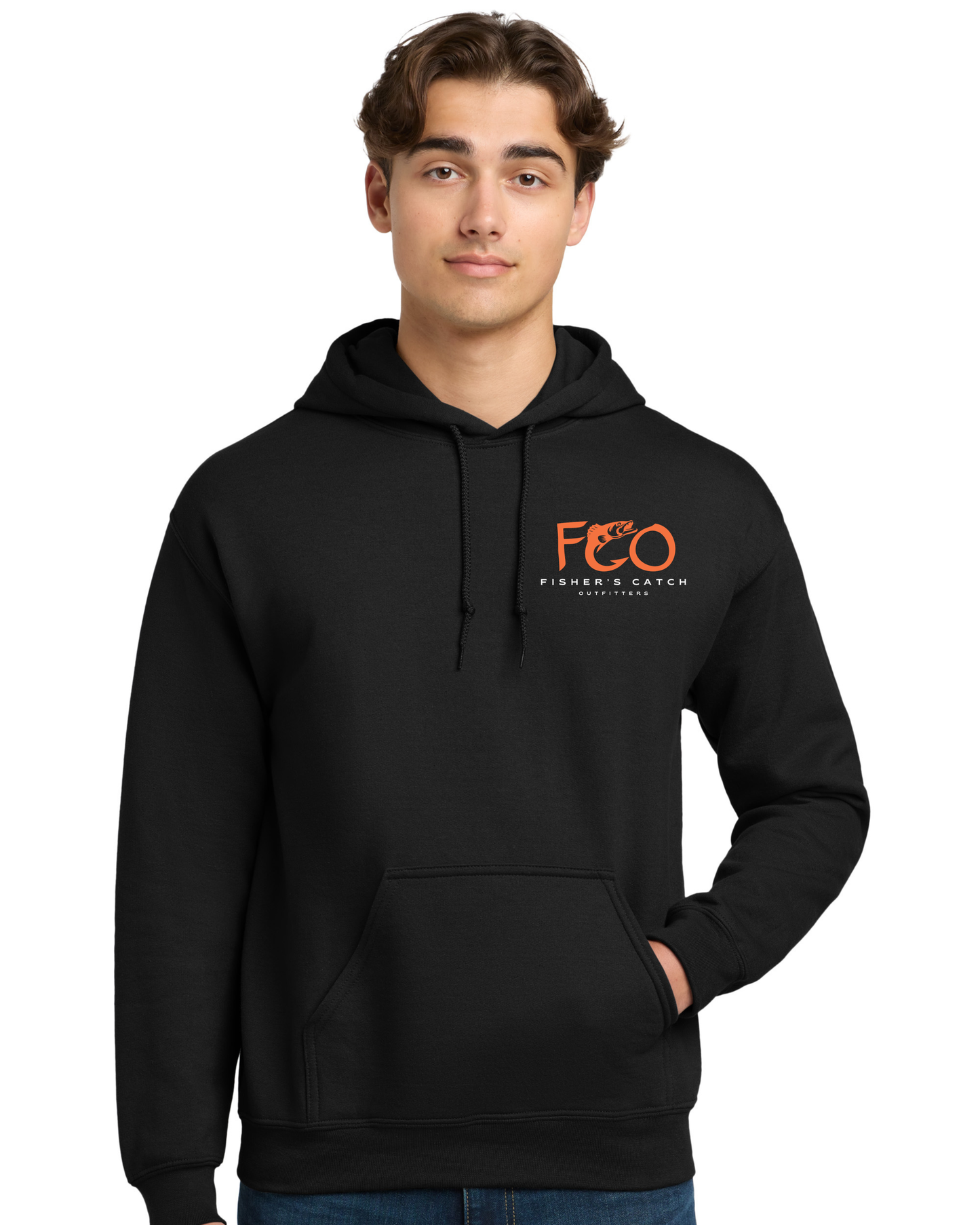 The FCO Walleye Black Hoodie - Orange