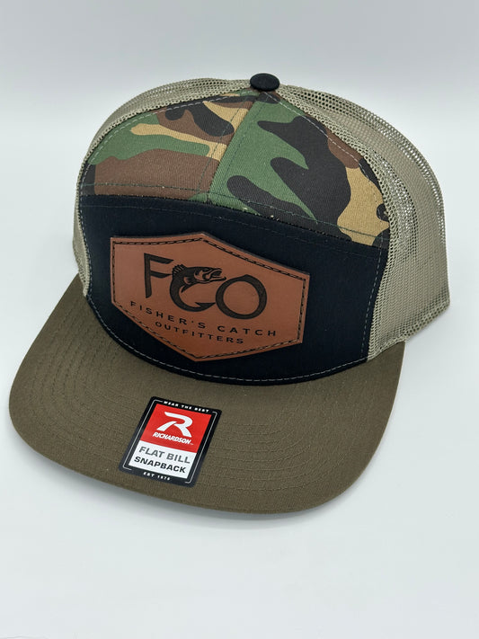 Richardson 168 Flat Bill Black/Camo/Loden Hat