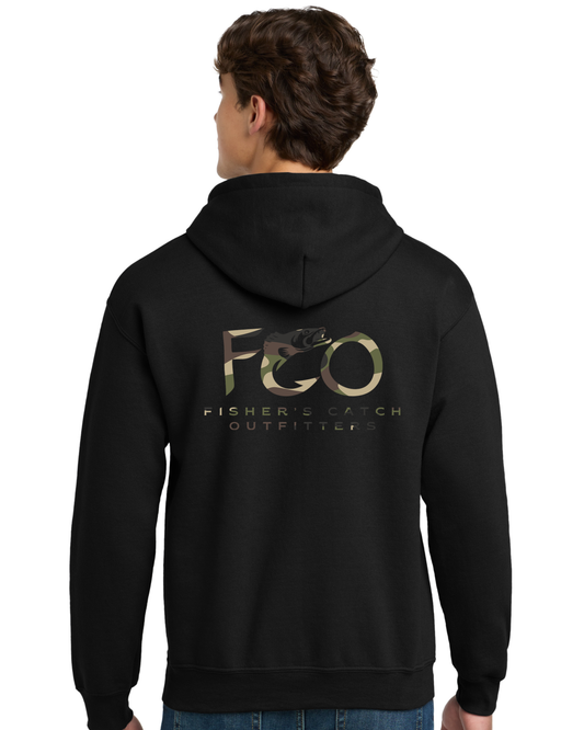 The FCO Walleye Black Hoodie - Camo