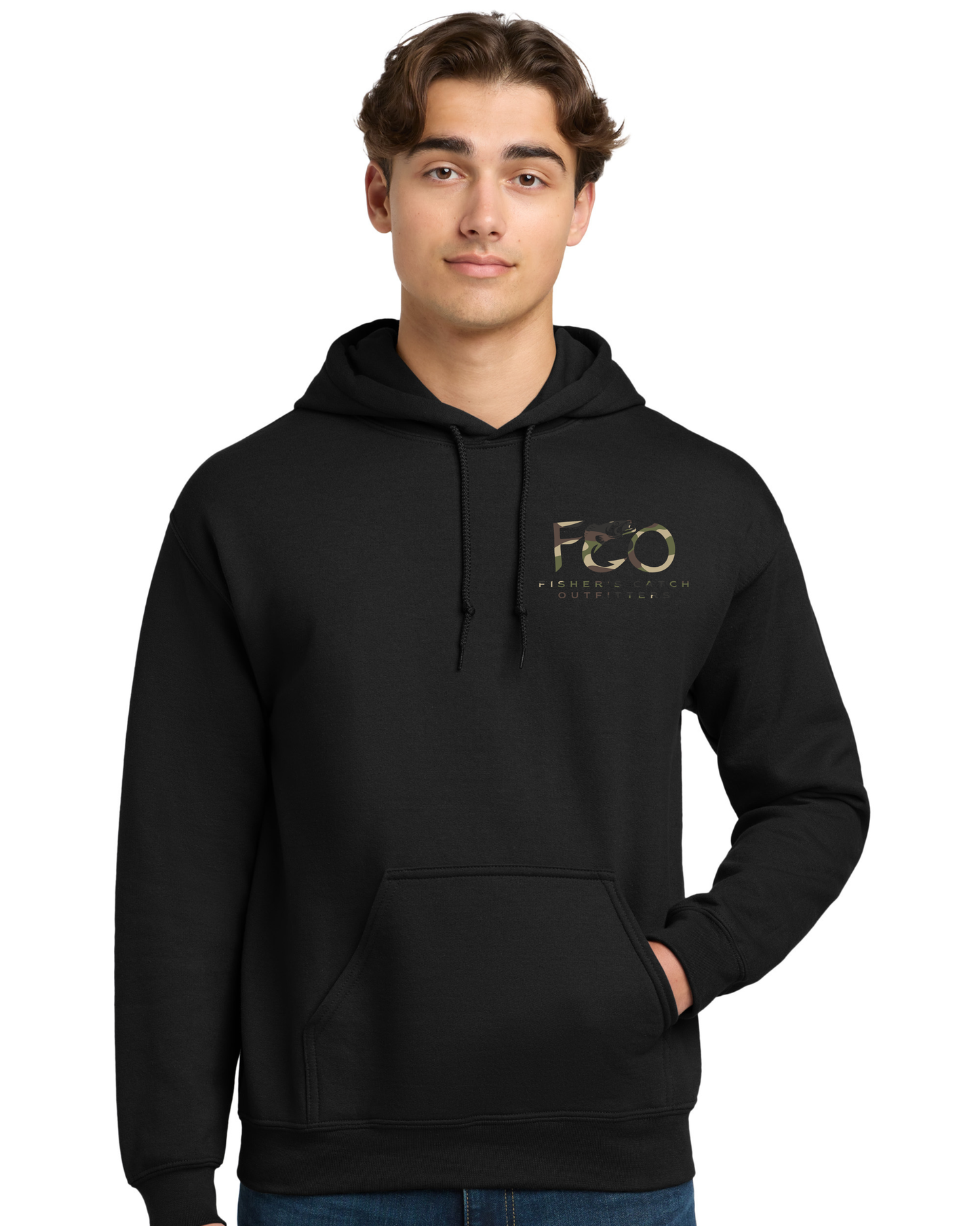 The FCO Walleye Black Hoodie - Camo