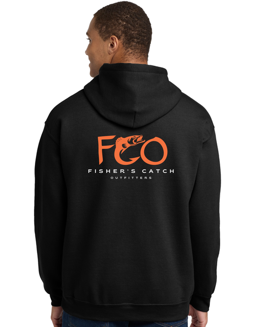The FCO Walleye Black Hoodie - Orange