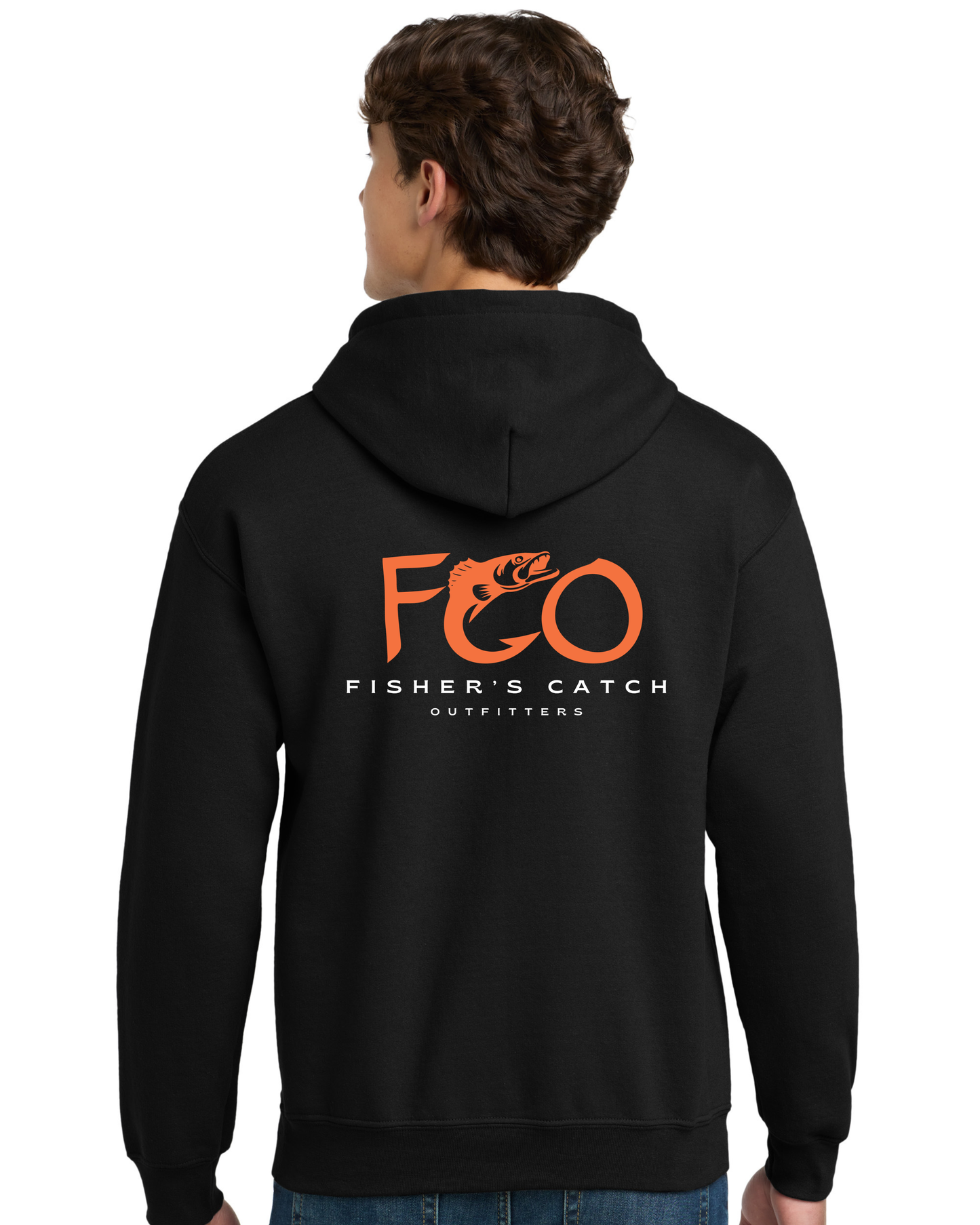 The FCO Walleye Black Hoodie - Orange