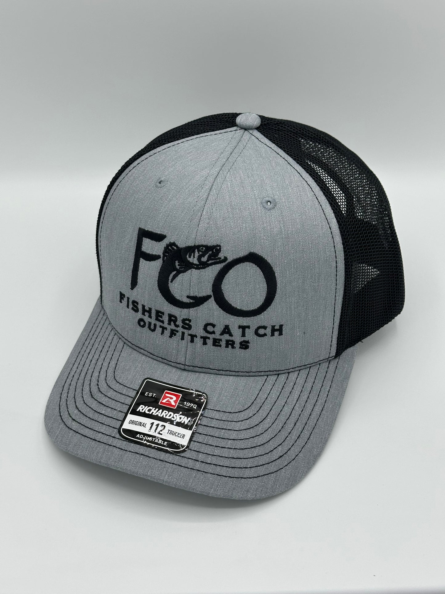 Richardson 112 Heather Grey/Black Embroidered Hat