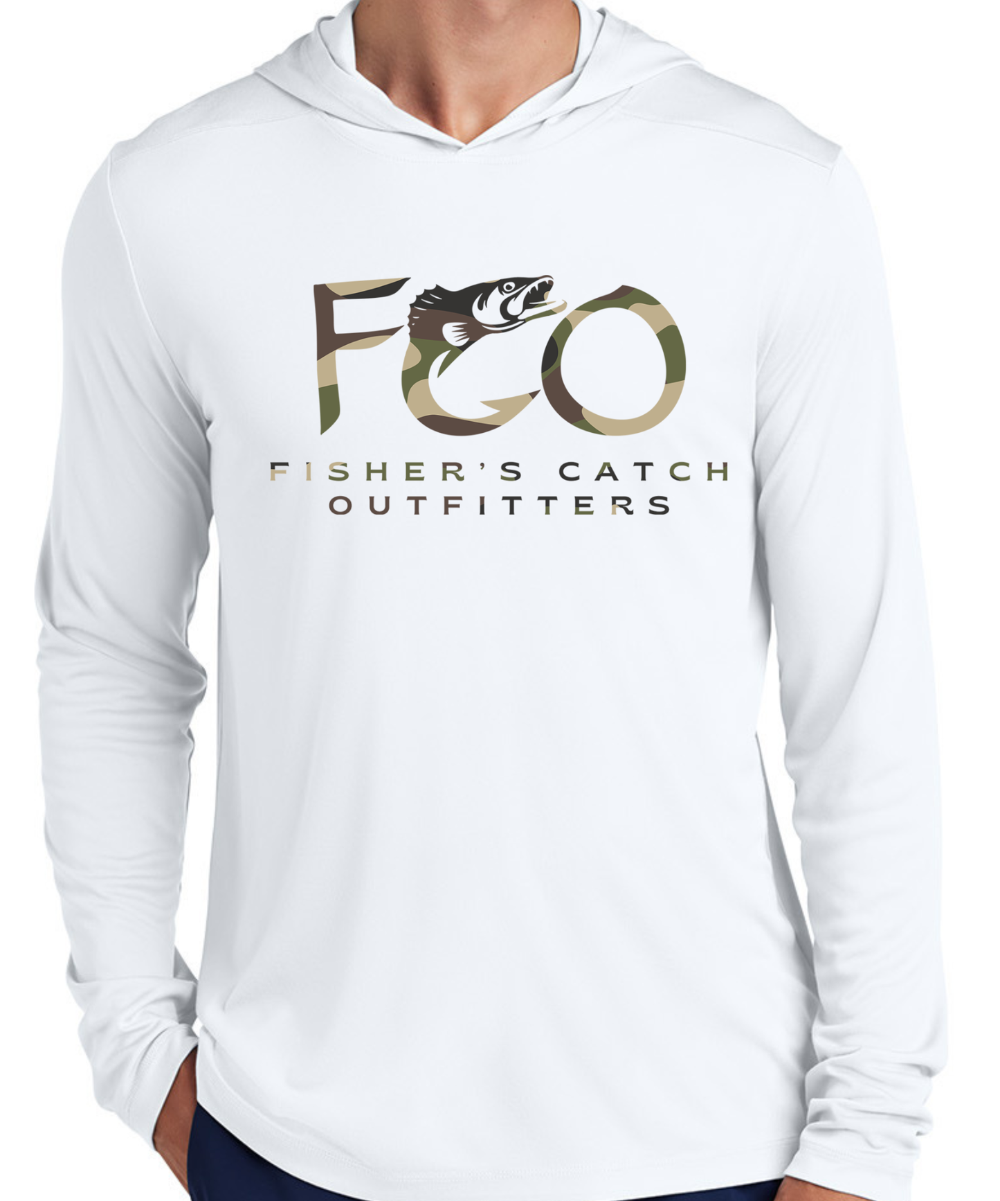 FCO Camo/white Sport-Tek Posi-UV Pro Long Sleeve Hoodie